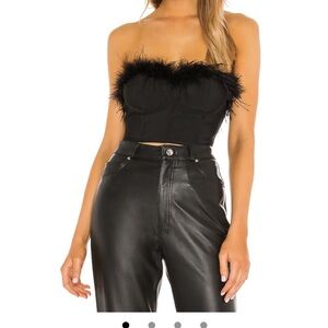 Black faux fur bustier
